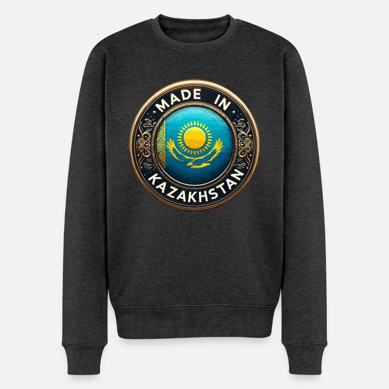 Made in Kasachstan Adler Geschenk - Männer Premium Bio Pullover - Anthrazit meliert