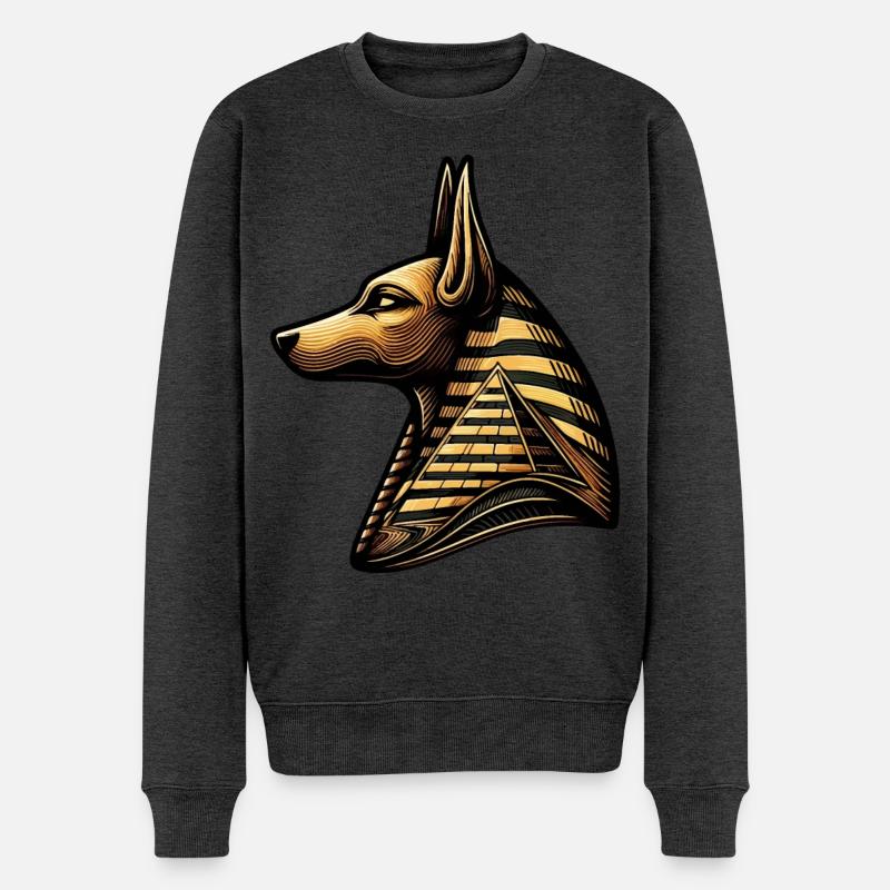 Anubis | Wächter der Gräber Ägypten - Männer Premium Bio Pullover - Anthrazit meliert