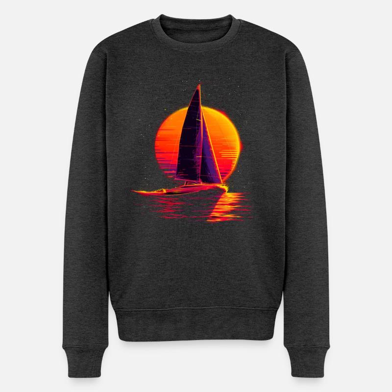 Oldschool Segeln - Männer Premium Bio Pullover - Anthrazit meliert