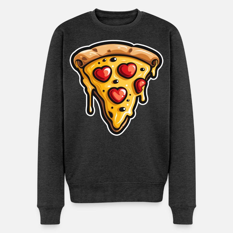 Pizza Cartoon Look - Pull Premium bio Homme - anthracite chiné