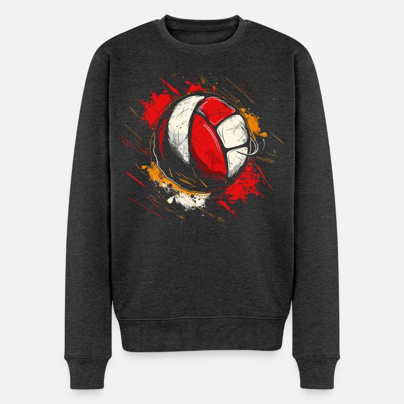 Volleyball Zeichnung - Männer Premium Bio Pullover - Anthrazit meliert