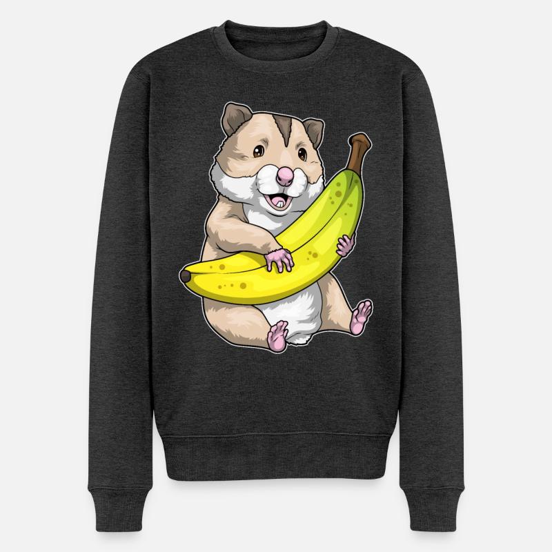 Hamster Banane - Männer Premium Bio Pullover - Anthrazit meliert