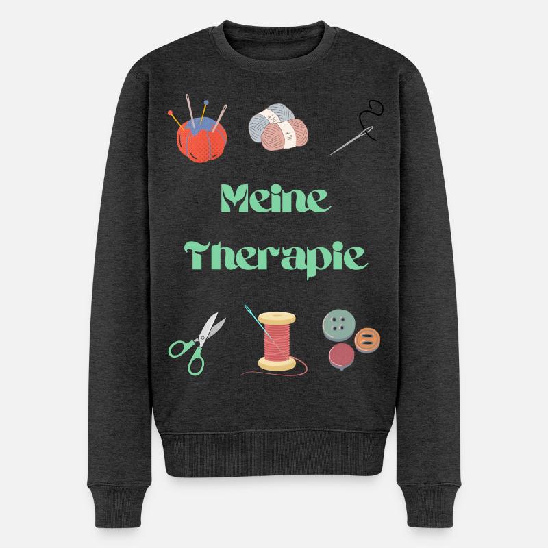 Meine Therapie: Häkeln & Nähen - Männer Premium Bio Pullover - Anthrazit meliert