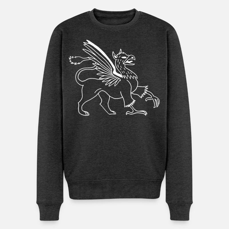 Fabelhaftes Tier, der weiße Greif - Männer Premium Bio Pullover - Anthrazit meliert