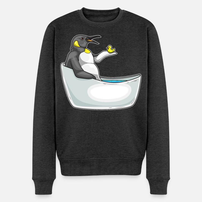 Pingouin Baignoire Canard - Pull Premium bio Homme - anthracite chiné