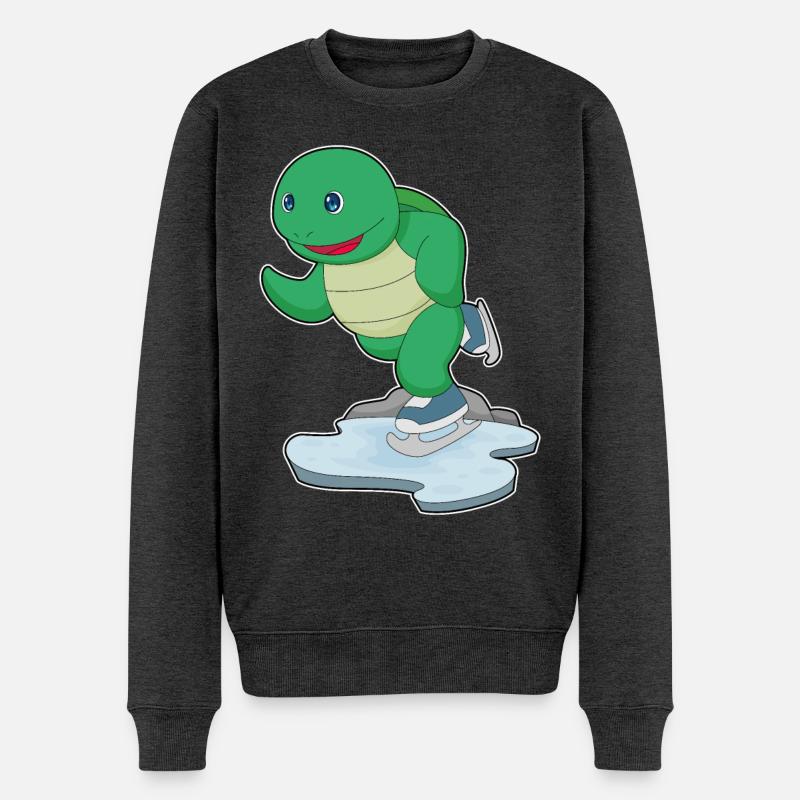 Schildkröte Eislaufen Schlittschuhe - Männer Premium Bio Pullover - Anthrazit meliert