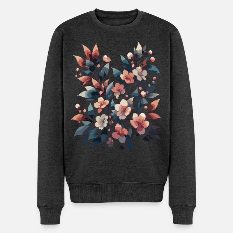 Blumenstrauß Herbst Blumen Blätter - Männer Premium Bio Pullover - Anthrazit meliert
