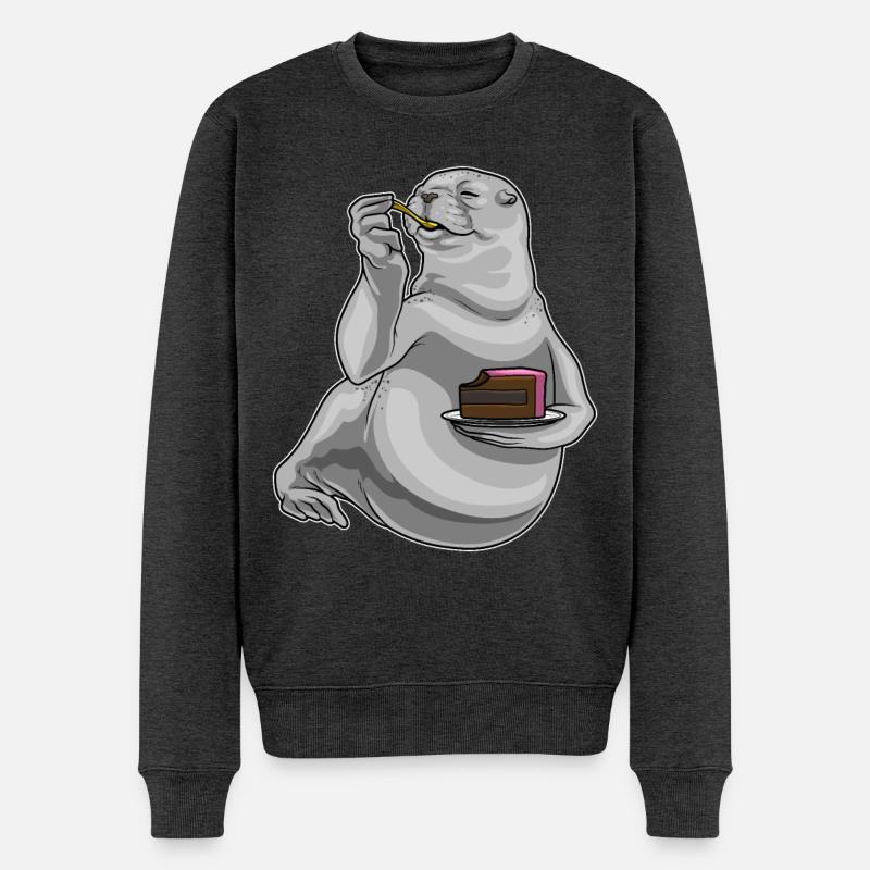 Seehund Kuchen - Männer Premium Bio Pullover - Anthrazit meliert