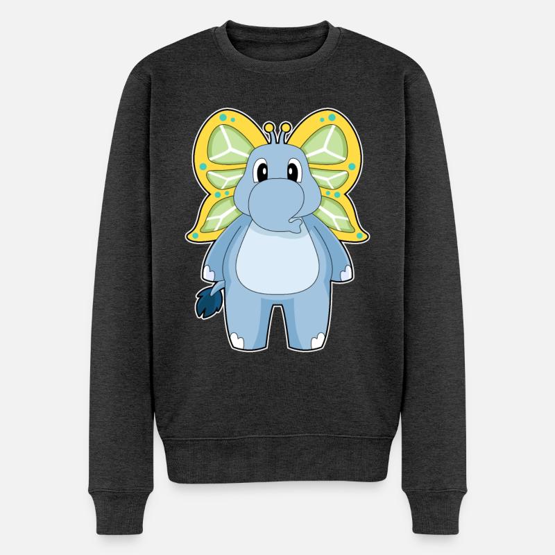 Elefant Schmetterling - Männer Premium Bio Pullover - Anthrazit meliert