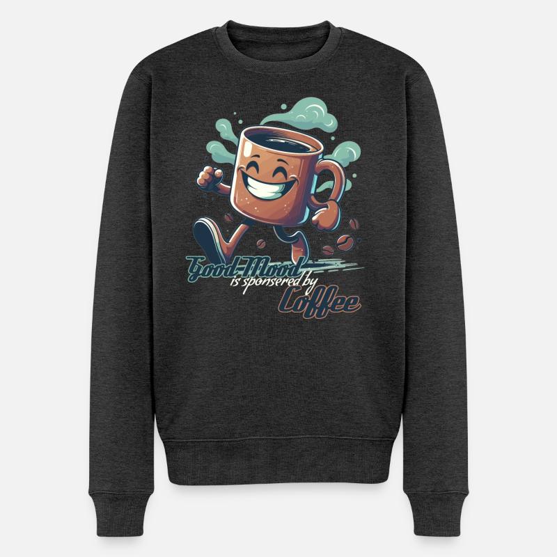Gute Laune Kaffee Tasse Geschenk - Männer Premium Bio Pullover - Anthrazit meliert