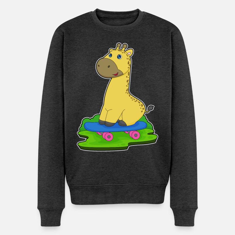 Girafe Skater Skateboard - Pull Premium bio Homme - anthracite chiné