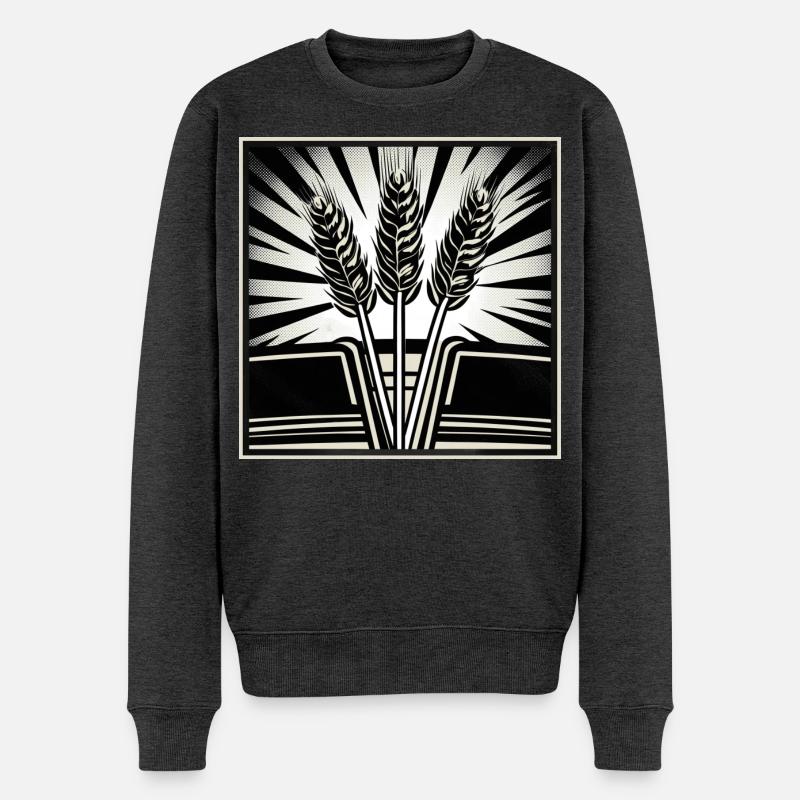 3 Ähren Getreide Weizen - Männer Premium Bio Pullover - Anthrazit meliert