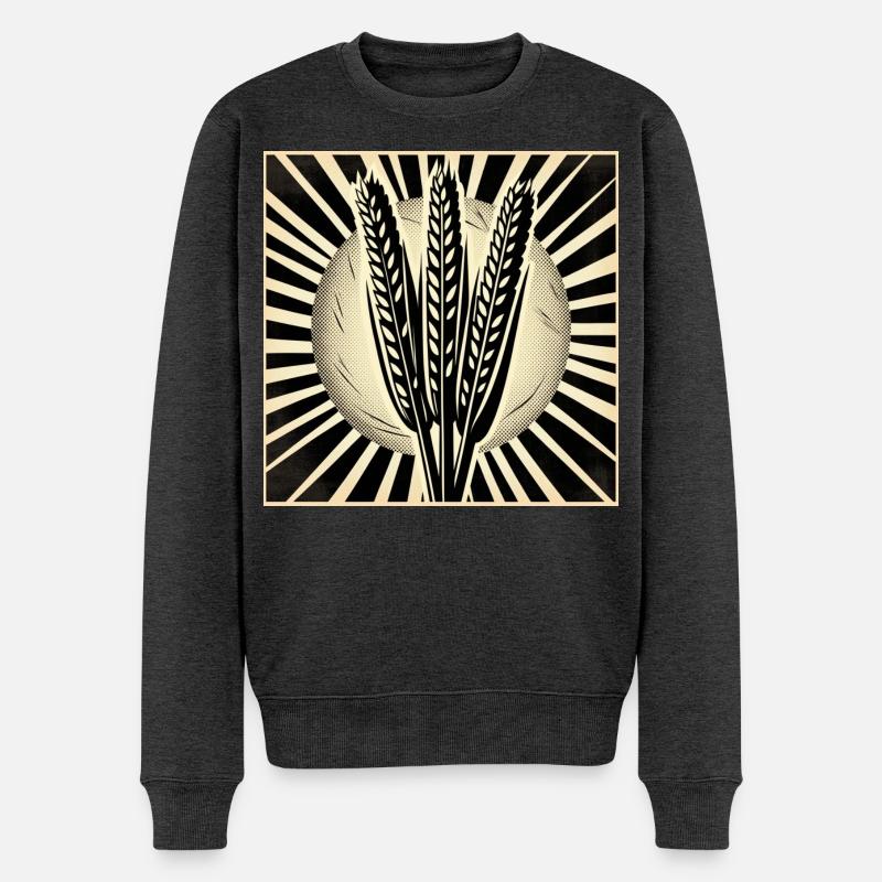 3 Getreide Ähren Weizen - Männer Premium Bio Pullover - Anthrazit meliert