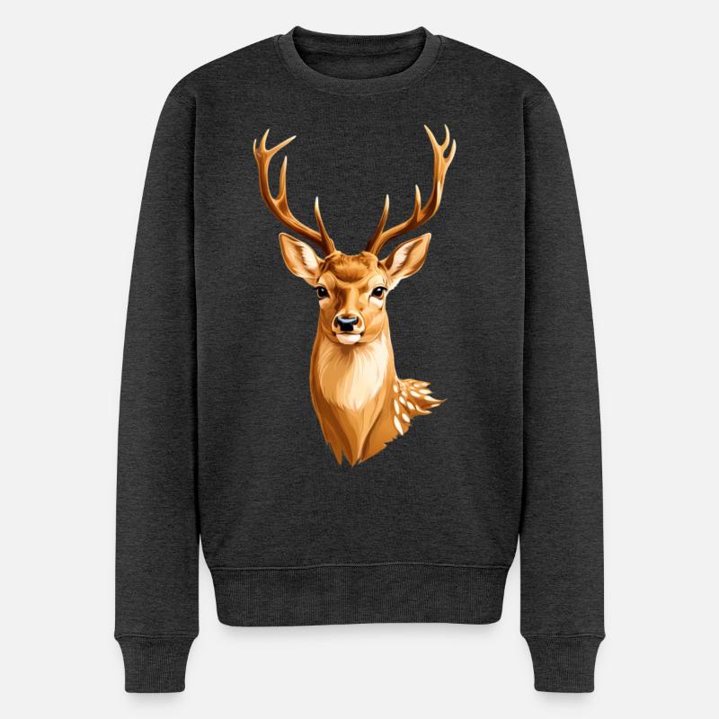 Goldener Hirsch - Männer Premium Bio Pullover - Anthrazit meliert