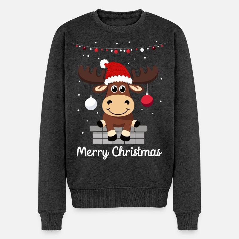 Doux orignal de Noël - Pull Premium bio Homme - anthracite chiné
