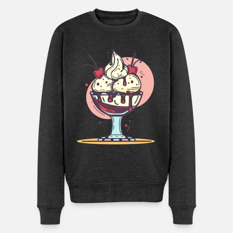 Eiscreme Grafik - Männer Premium Bio Pullover - Anthrazit meliert