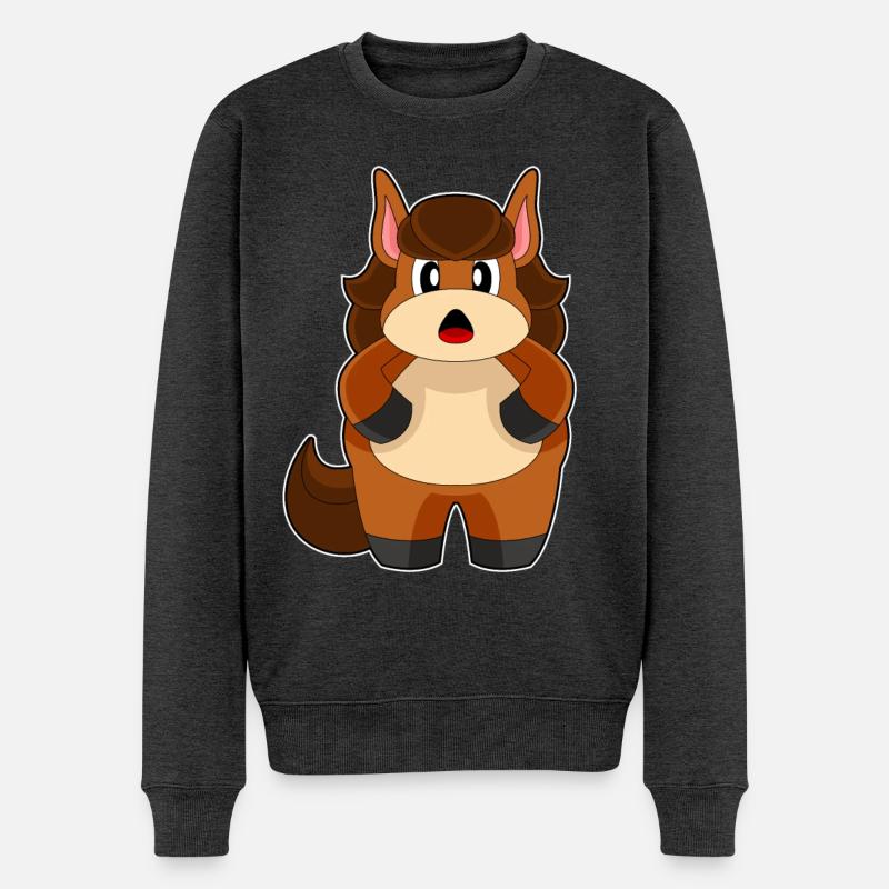 Pferd Dick - Männer Premium Bio Pullover - Anthrazit meliert