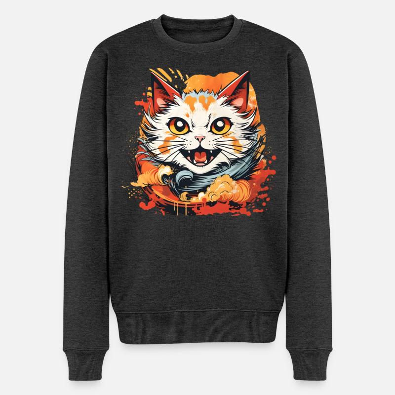 Style d’anime de chat - Pull Premium bio Homme - anthracite chiné