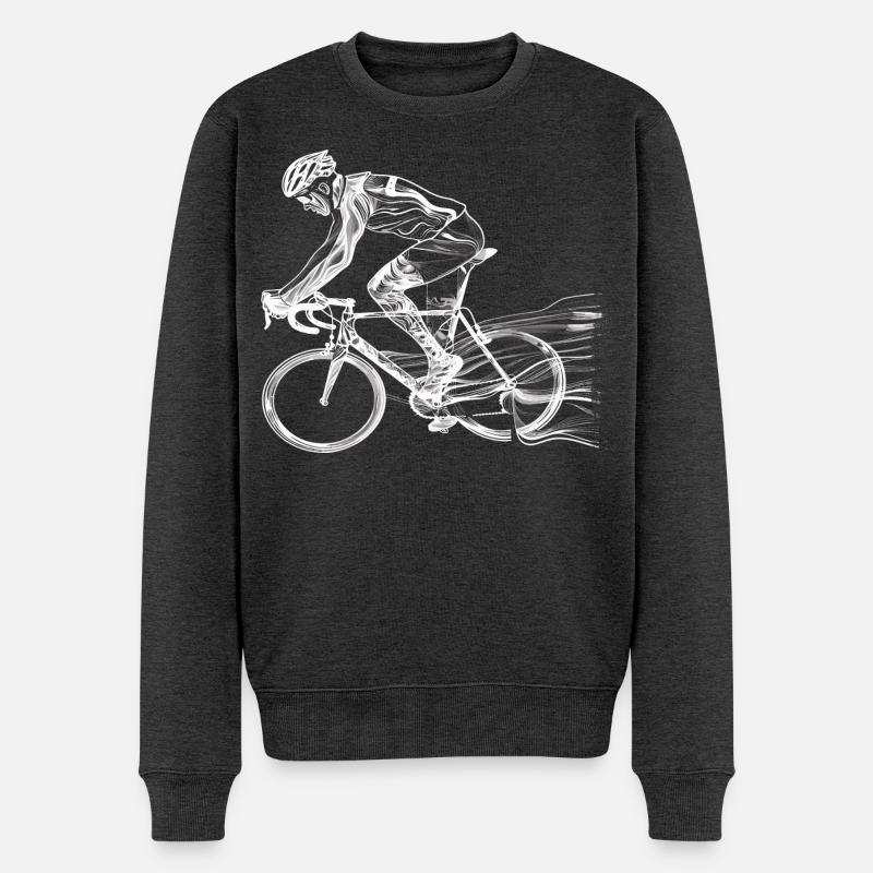 Fahrradfahrer Skizze - Männer Premium Bio Pullover - Anthrazit meliert