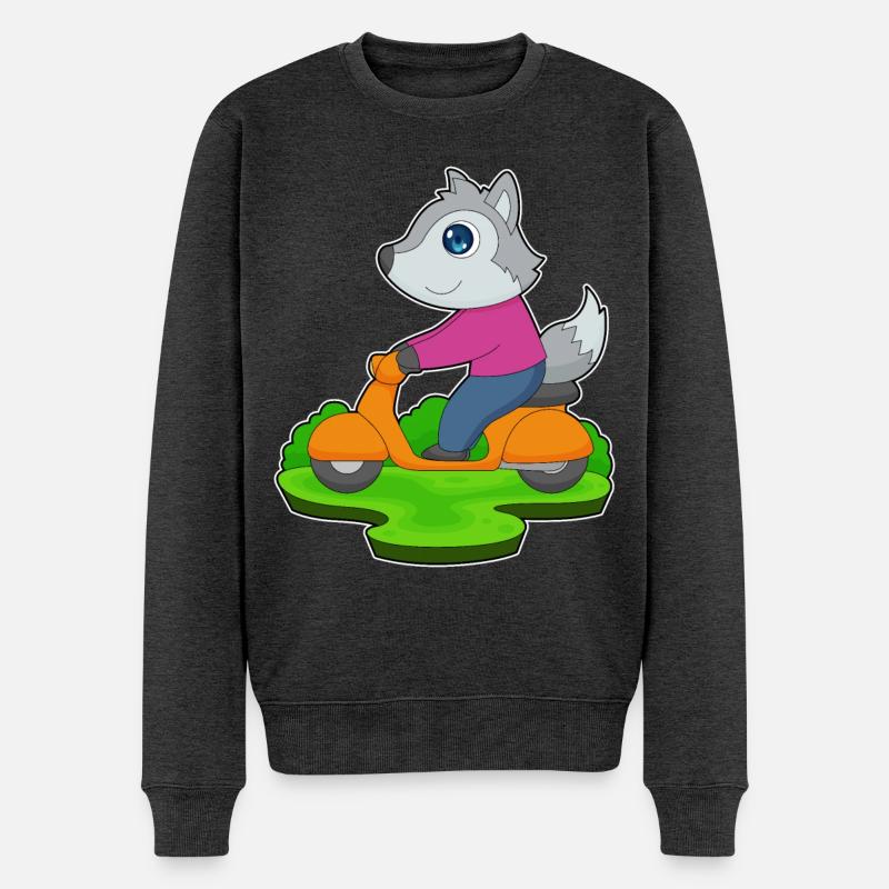 Wolf Motorroller - Männer Premium Bio Pullover - Anthrazit meliert