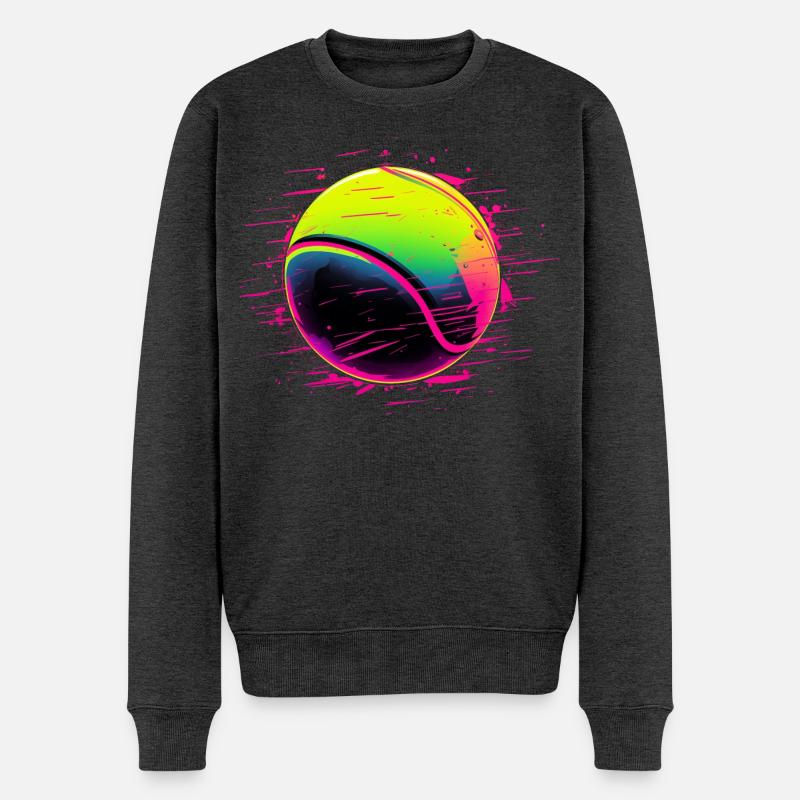 Tennisball Synthwave Stil - Männer Premium Bio Pullover - Anthrazit meliert
