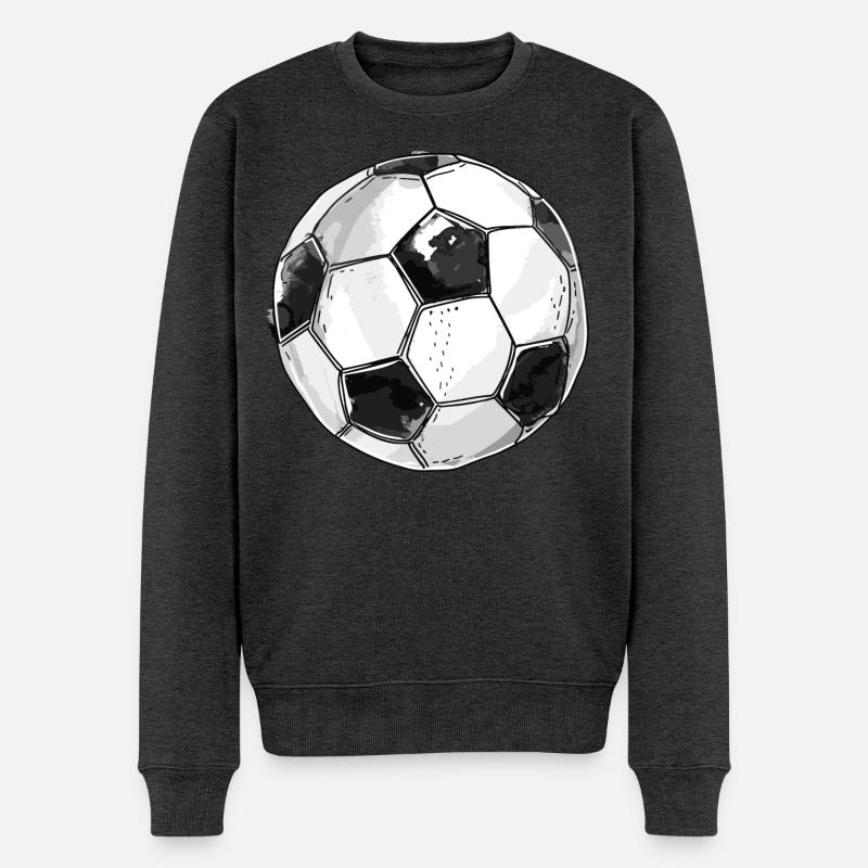 Fußball Grafik Retro - Männer Premium Bio Pullover - Anthrazit meliert