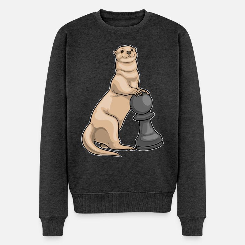 Otter Schachfigur Bauer Schach - Männer Premium Bio Pullover - Anthrazit meliert