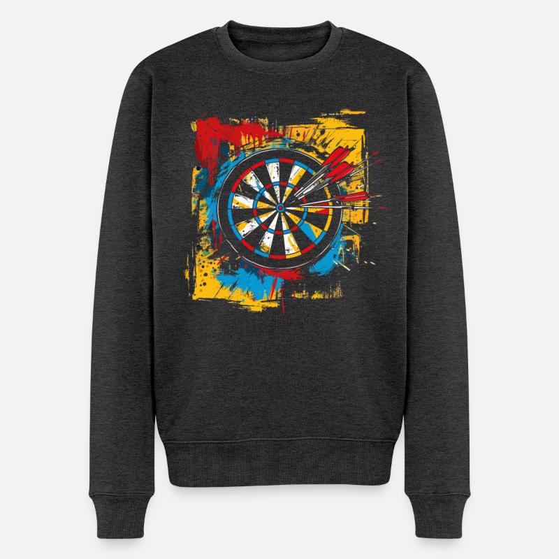 Dartscheibe Graffiti - Männer Premium Bio Pullover - Anthrazit meliert