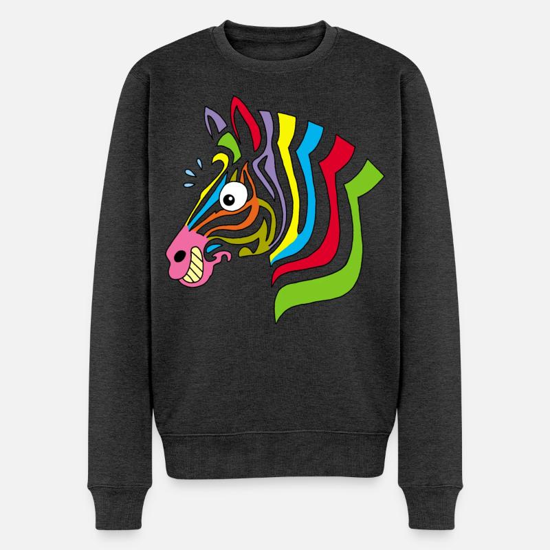 mehrfarbiges Zebra - Männer Premium Bio Pullover - Anthrazit meliert