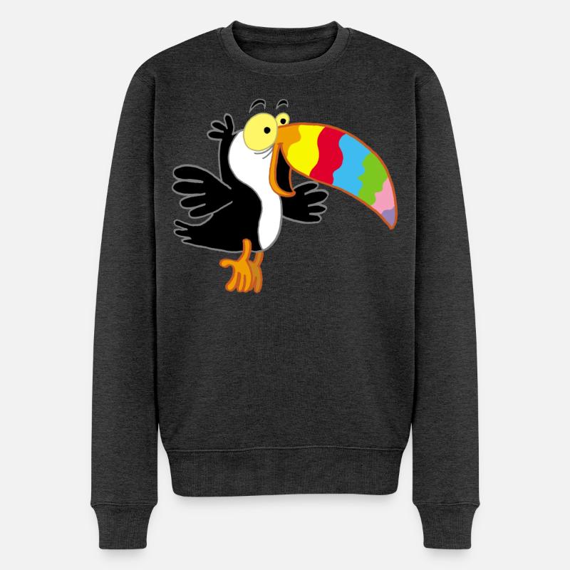 Vogel und mehrfarbiger Schnabel - Männer Premium Bio Pullover - Anthrazit meliert