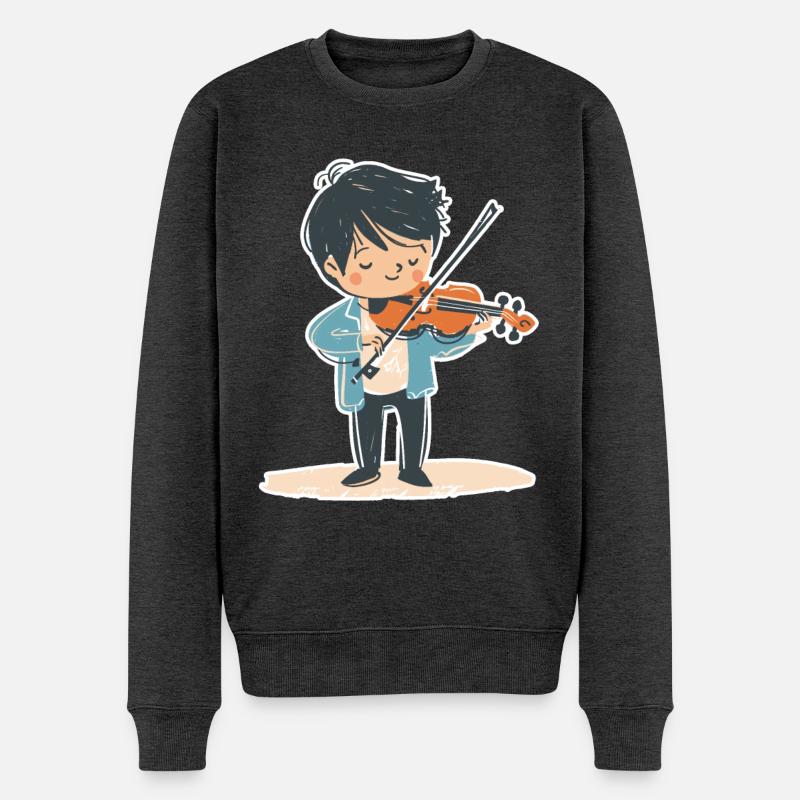 Kleiner Geigenjunge - Männer Premium Bio Pullover - Anthrazit meliert