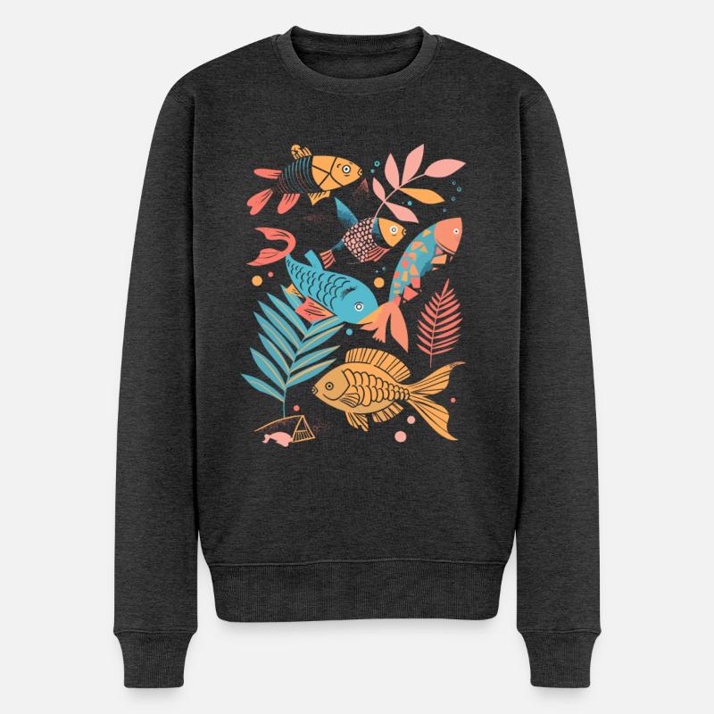 Style de dessin animé de pêche - Pull Premium bio Homme - anthracite chiné