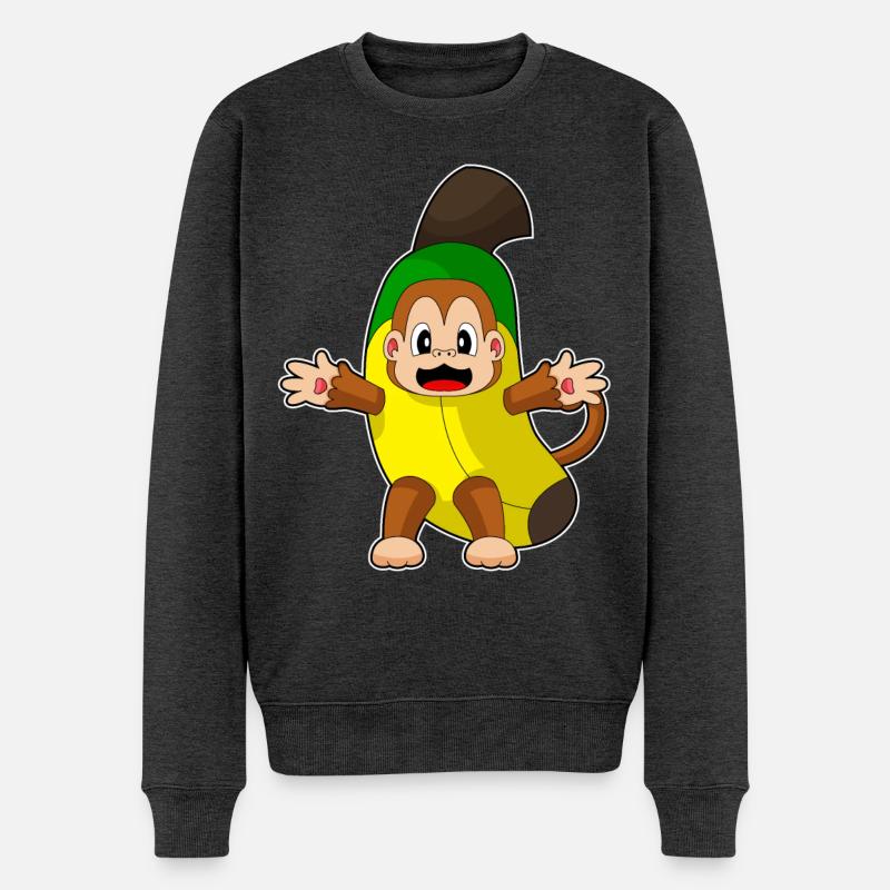 Affe Banane - Männer Premium Bio Pullover - Anthrazit meliert