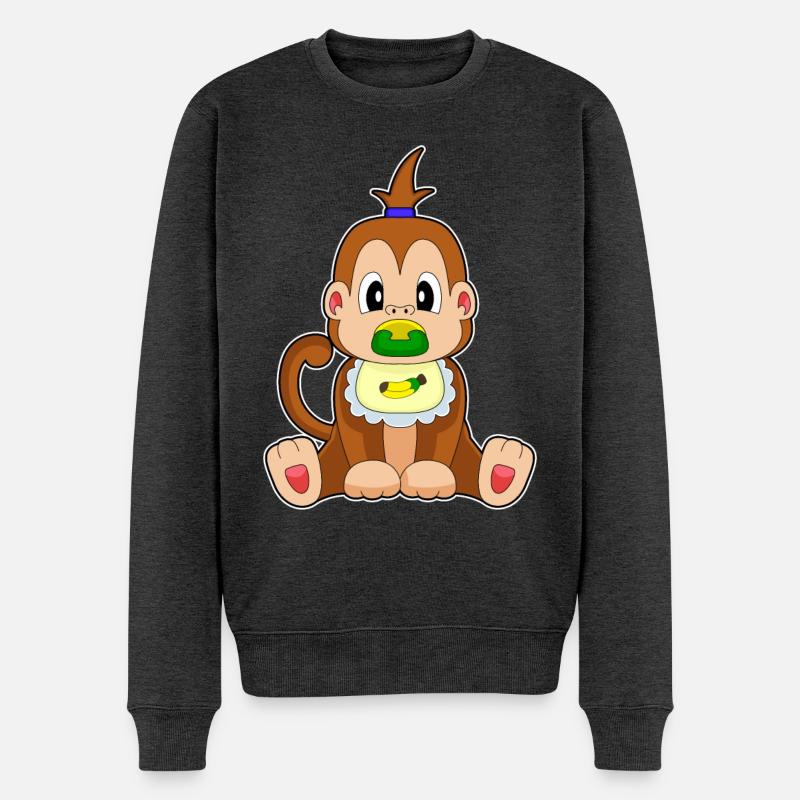 Affe Baby Lätzchen Schnuller - Männer Premium Bio Pullover - Anthrazit meliert