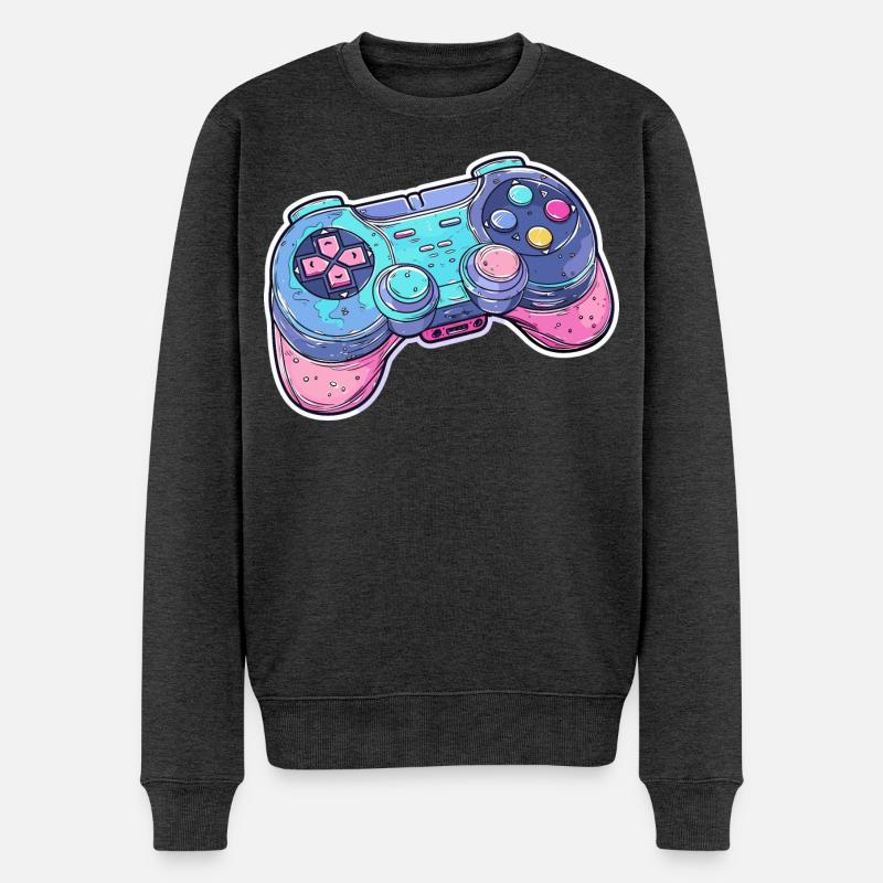 Graphismes de manette de jeu - Pull Premium bio Homme - anthracite chiné