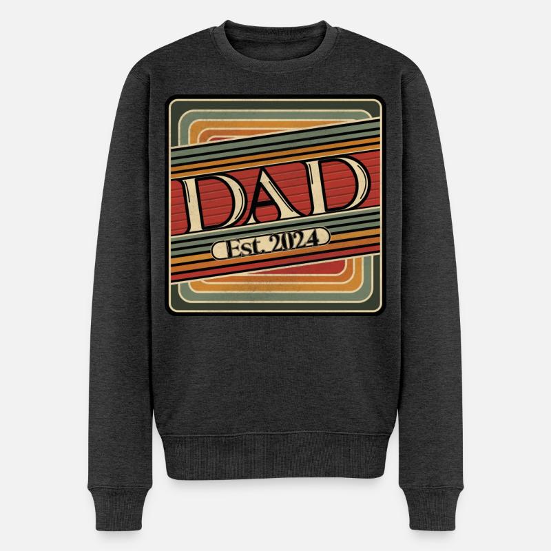 Dad Est. 2024 Retro Design - Männer Premium Bio Pullover - Anthrazit meliert