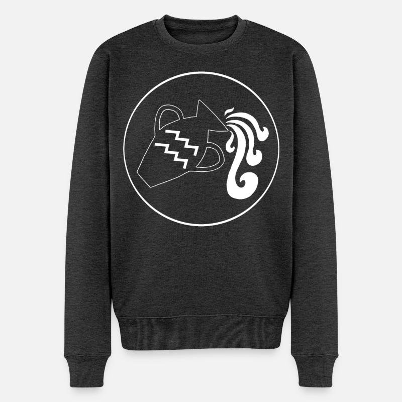 Signe du zodiaque verseau (blanc) - Pull Premium bio Homme - anthracite chiné