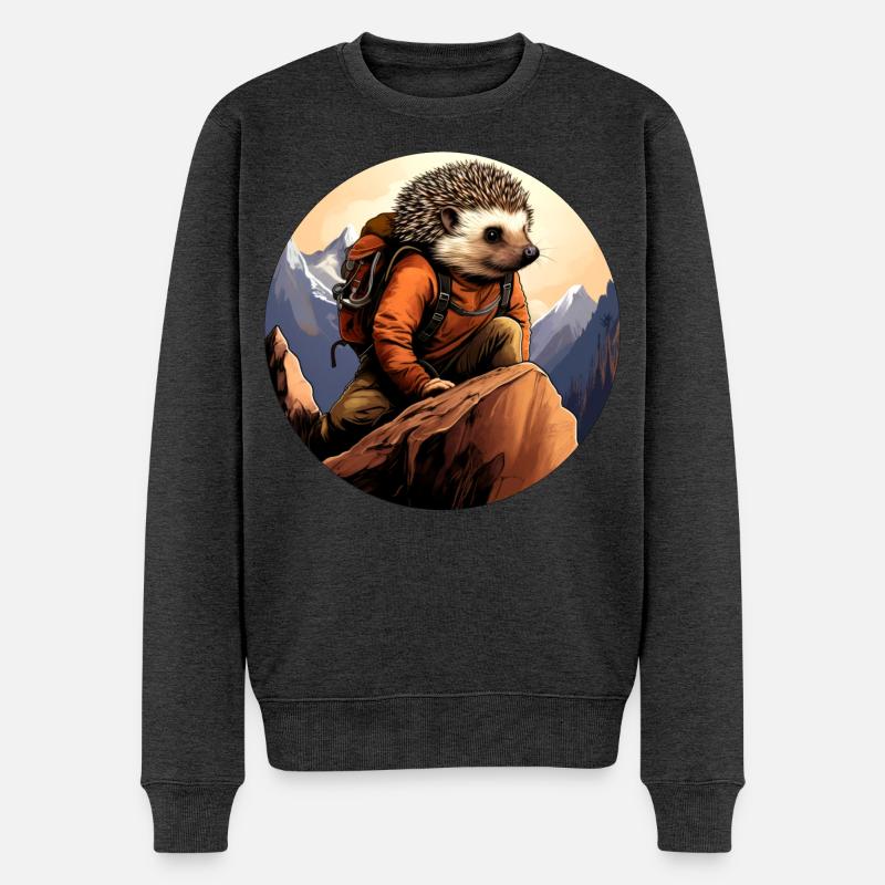 Igel Bergsteiger / Wandern Igel - Männer Premium Bio Pullover - Anthrazit meliert