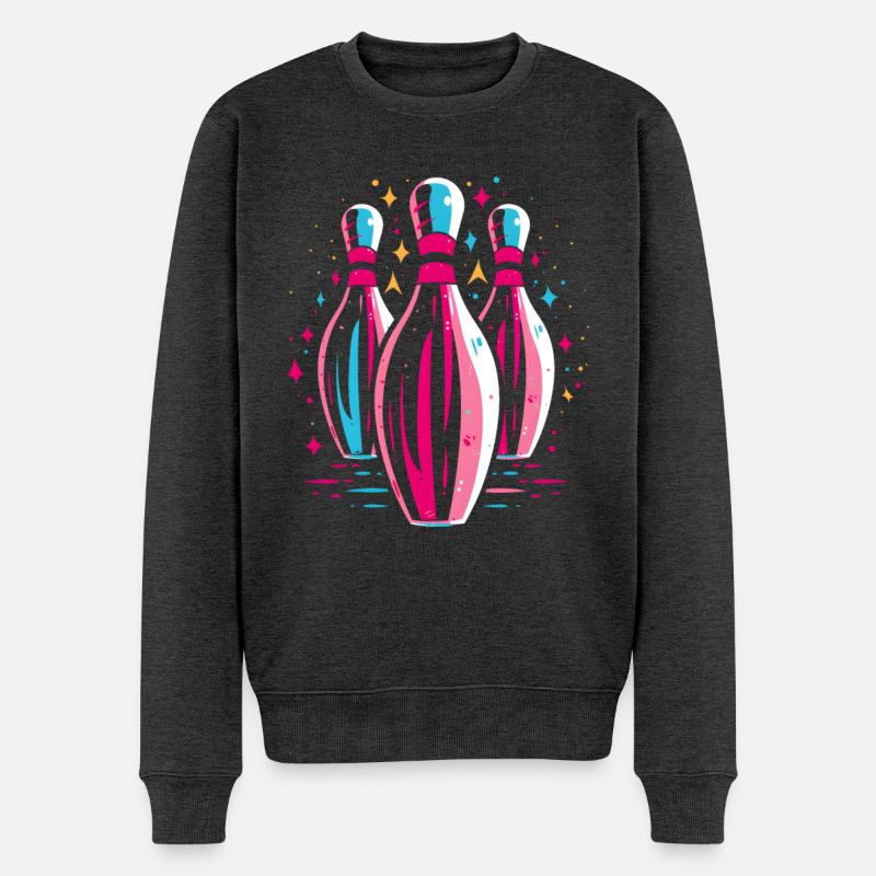 Bowling Look des années 80 - Pull Premium bio Homme - anthracite chiné