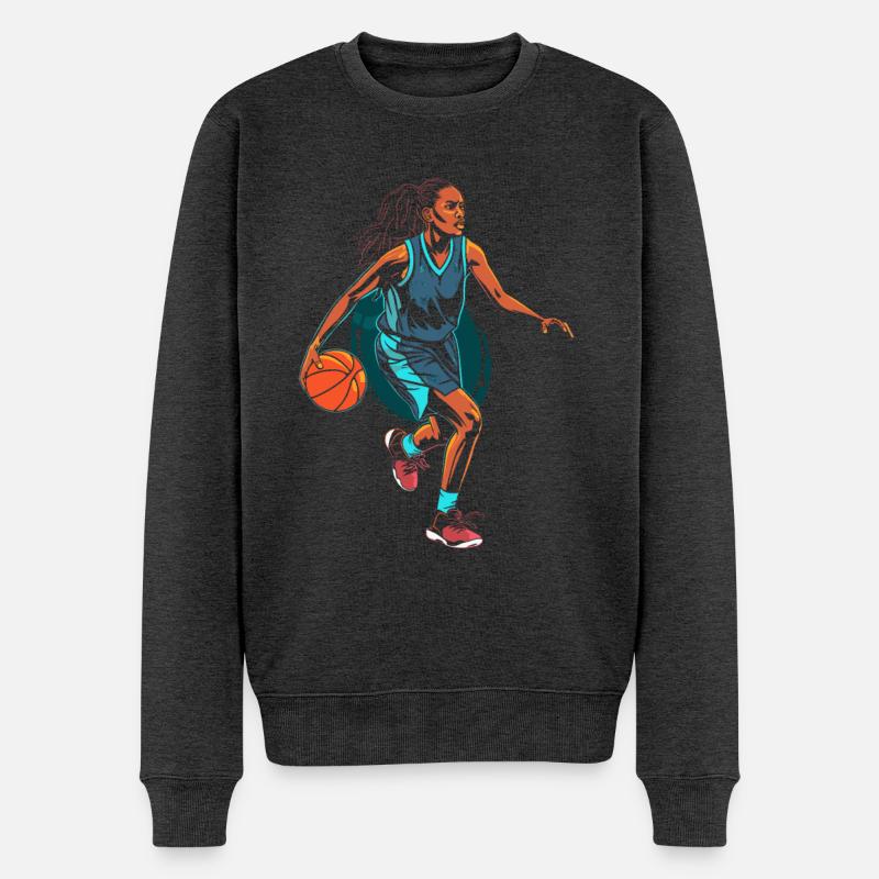 Basketballerin - Männer Premium Bio Pullover - Anthrazit meliert