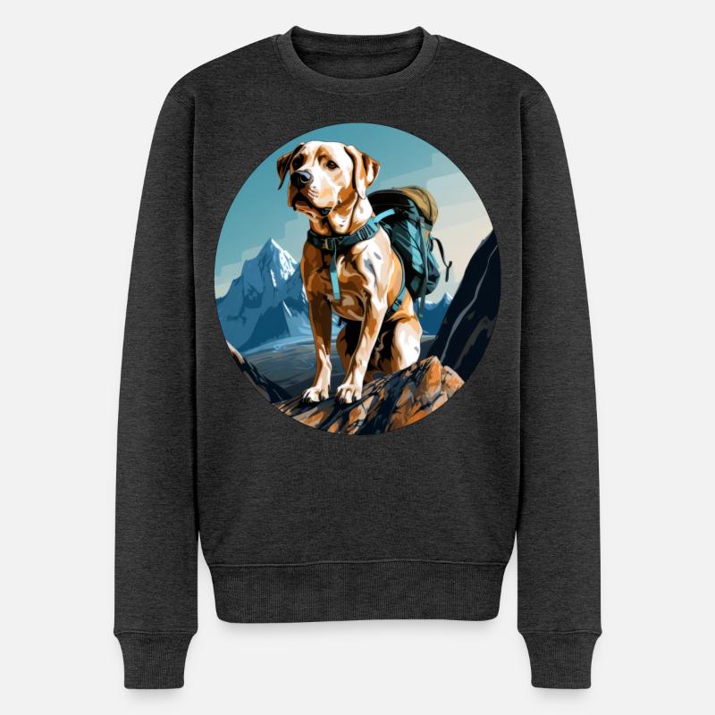 Hunde Wandern / Bergsteiger Hund - Männer Premium Bio Pullover - Anthrazit meliert