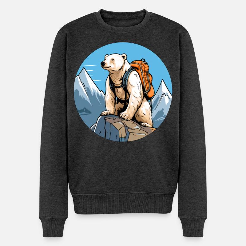 Eisbären Bergsteiger / Wandern Eisbär - Männer Premium Bio Pullover - Anthrazit meliert