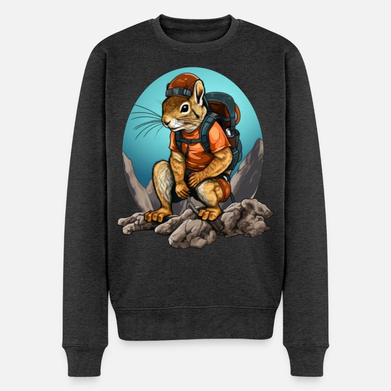 Eichhörnchen Bergsteiger / Wandern Eichhörnchen - Männer Premium Bio Pullover - Anthrazit meliert