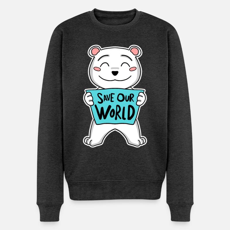 Bär Klima Klimaschutz Schutz - Männer Premium Bio Pullover - Anthrazit meliert