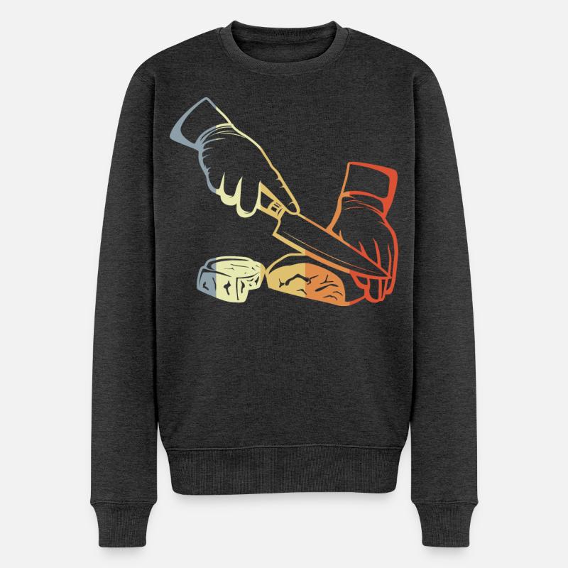 Retro Metzger - Männer Premium Bio Pullover - Anthrazit meliert