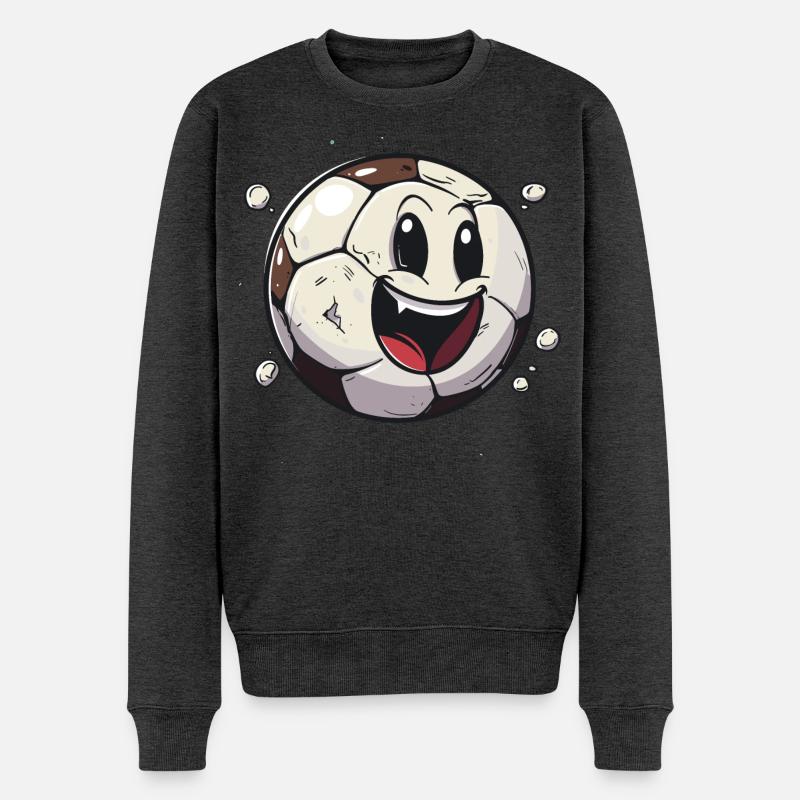 Fußball im Comic Stil - Männer Premium Bio Pullover - Anthrazit meliert