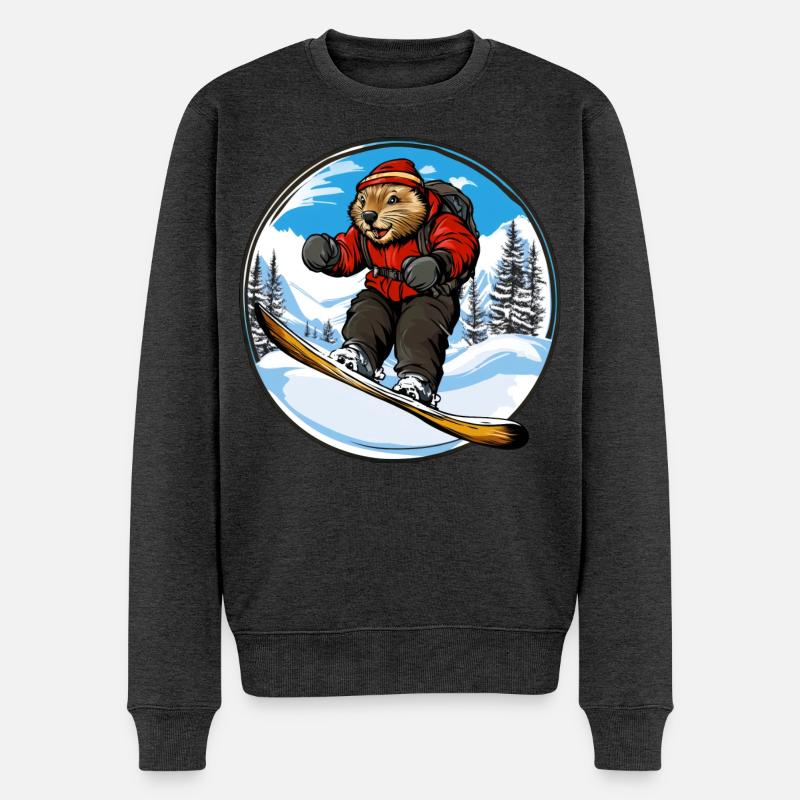 Biber Snowboard - Männer Premium Bio Pullover - Anthrazit meliert