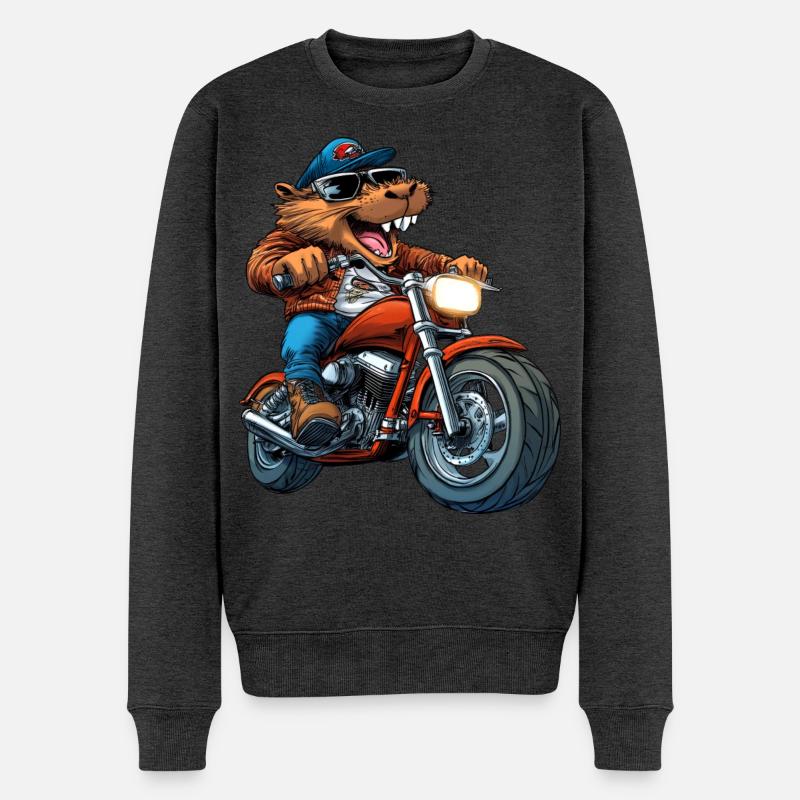 Motorrad Biber - Männer Premium Bio Pullover - Anthrazit meliert