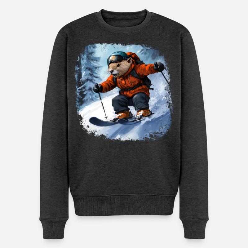 Biber Ski - Männer Premium Bio Pullover - Anthrazit meliert