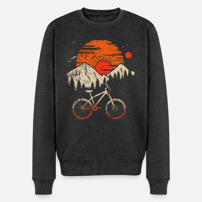 Mountainbike Retro Stil - Männer Premium Bio Pullover - Anthrazit meliert